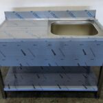 RVS Wastafel, Spoeltafel B120 x D60 x H85cm met 1 wasbak, rechts, demontabel