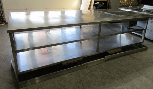 RVS La Fosse Werktafel met Bain marie, B325 x D156 x H91cm